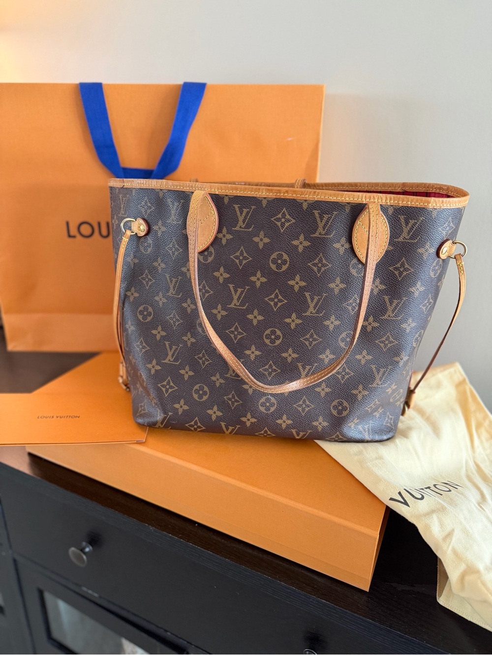 Louis Vuitton Brown Monogram Canvas Tote with Vachetta Trim